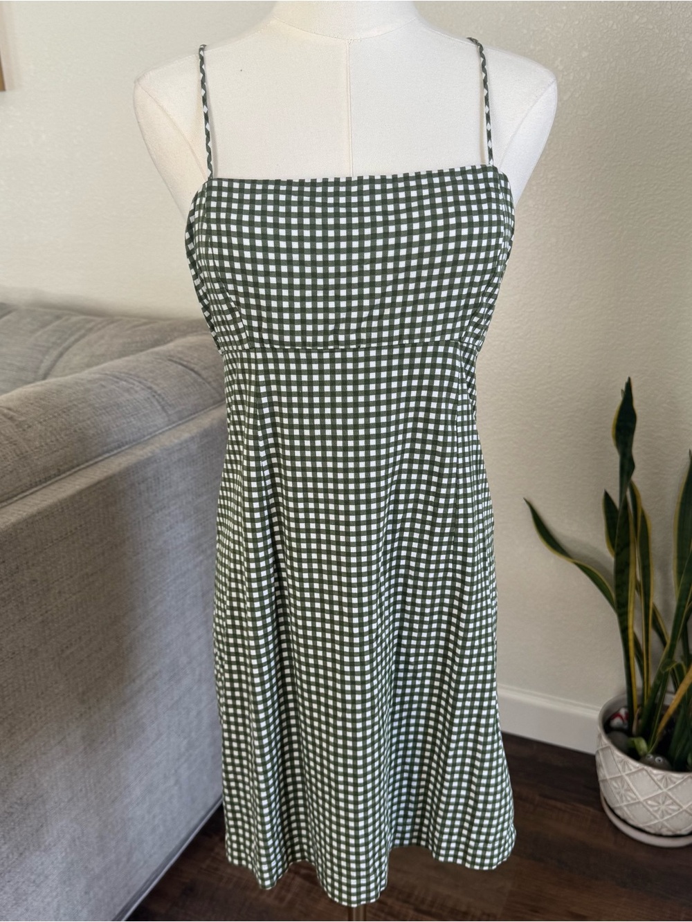 Urban Outfitters Small Dress Gingham Green Mini Sleeveless Summer Sundress Boho